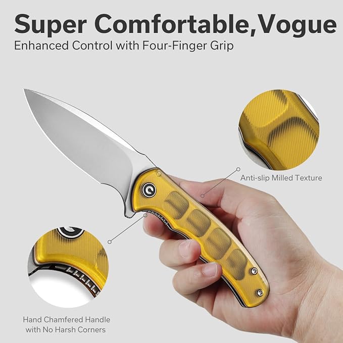 CIVIVI Mini Praxis Pocket Knife for EDC, Folding Pocket Knife with 2.98" D2 Blade Ultem Handle with