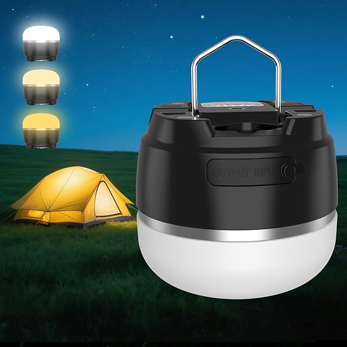 LED Camping Lantern Rechargeable, 1000LM Tent Light with 3 Color Lighting Modes, 8000mAh Power