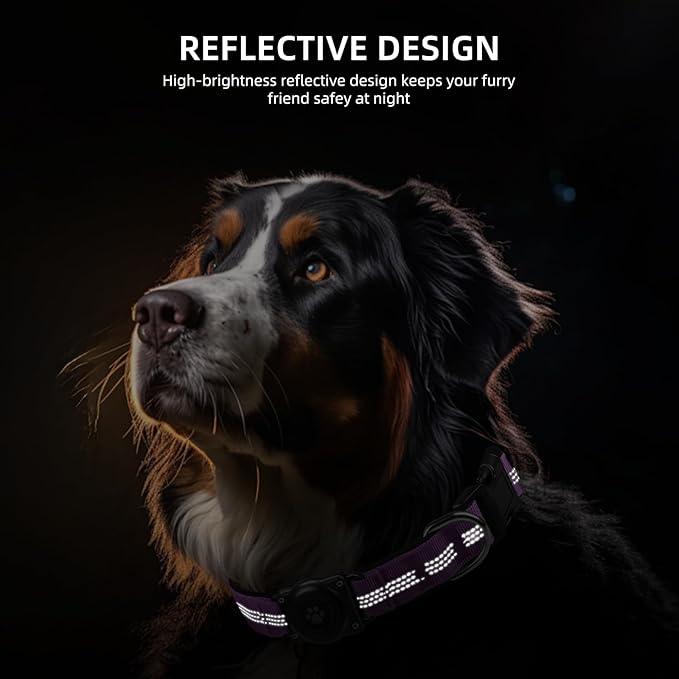 Upgraded AirTag Dog Collar, IP68 Waterproof Air Tag Dog Collar Holder, Reflective, Ultra-Durable