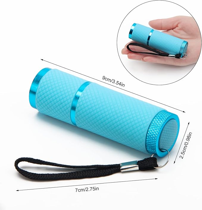 AHIER 9 LED Glow in Dark Flashlights, 12 Pack Rubber Coated Flashlights with Straps, Portable Handy