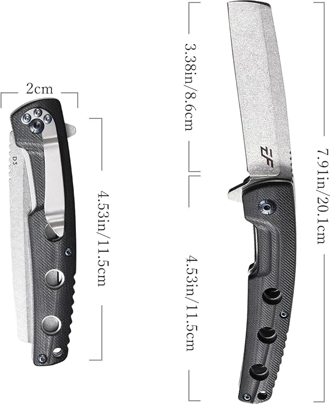 Eafengrow EF941 EDC Pocket Folding Knife D2 Steel Blade G10 Handle Pocket Clip with safety liner