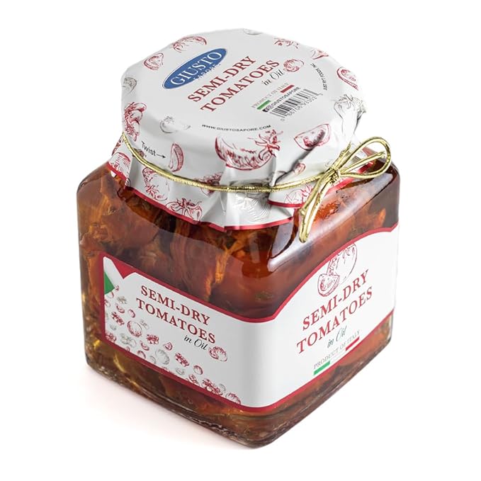 Giusto Sapore Antipasto, Semi-Dry Tomatoes in Oil - Non GMO Italian Premium Gourmet Brand