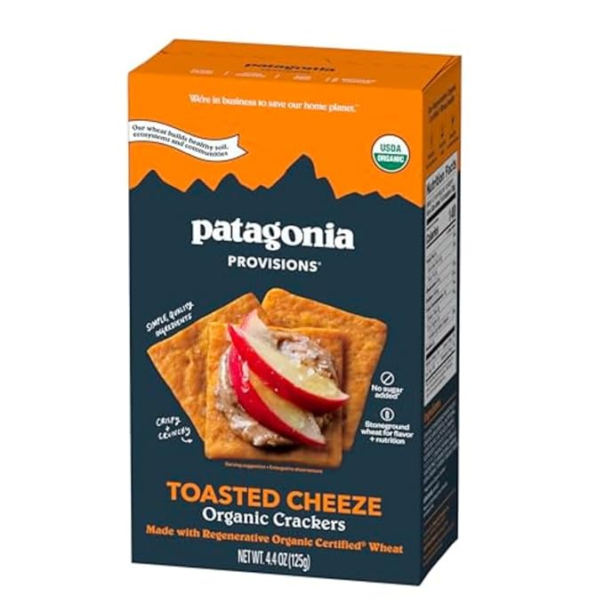 Patagonia Provisions Organic Toasted Cheeze Crackers – 3g Plant Protein Per Serving – Made with