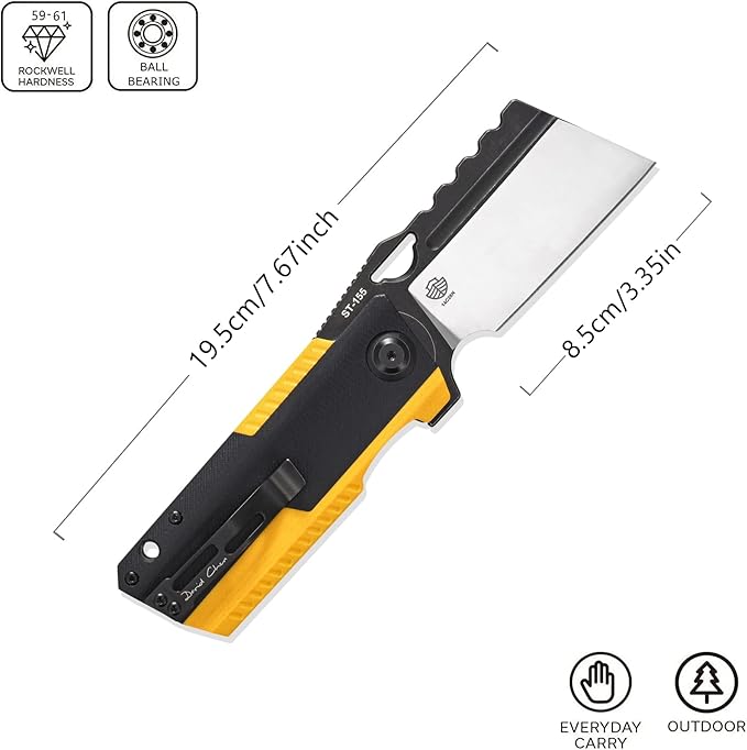 Sitivien ST155 Folding Knife,Sandvik 14C28N Steel Blade,G10 Handle EDC Tool Knife Pocket Knife for