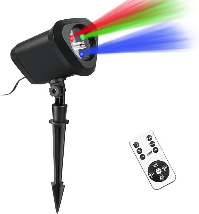 RGB Laser Christmas Lights - Indoor/Outdoor, 3 Colors, Multiple Patterns, Waterproof with Remote