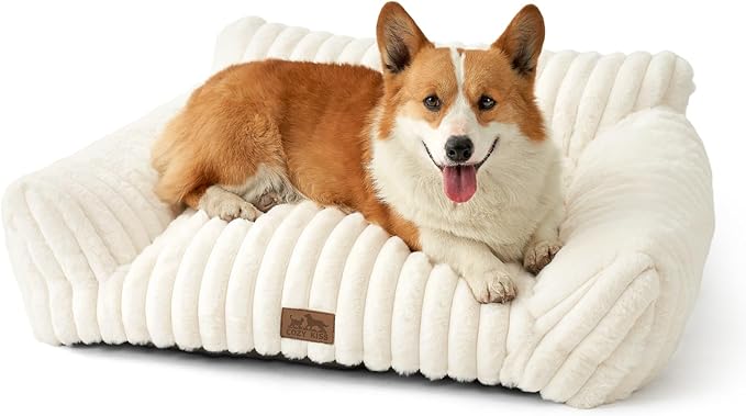Cute Cat Couch, Premium Plush Faux Fur Pet Couch Bed, Ultra-Soft Pet Furniture for Cats & Small