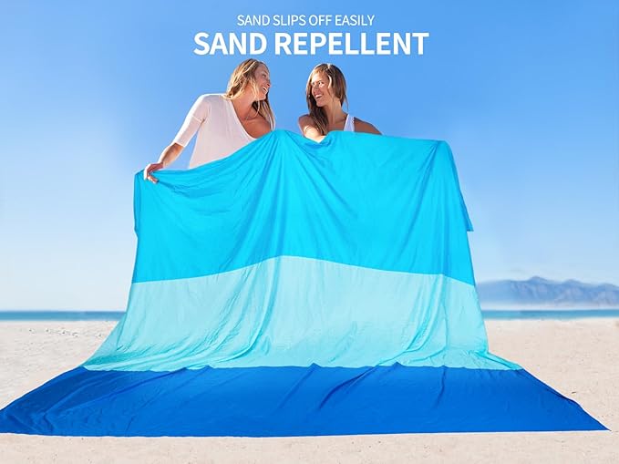 Beach Blanket Waterproof Sandproof Beach Mat 79" X 83"/10'x9'for 2-8 Adults Quick Drying Outdoor