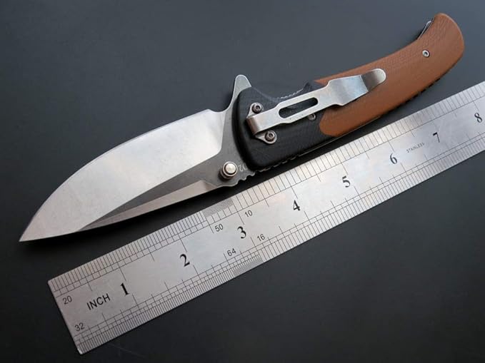 Eafengrow EF67 Pocket Knife with Metal Clip,D2 Steel Blade G10 Handle EDC folding knife Tool Liner