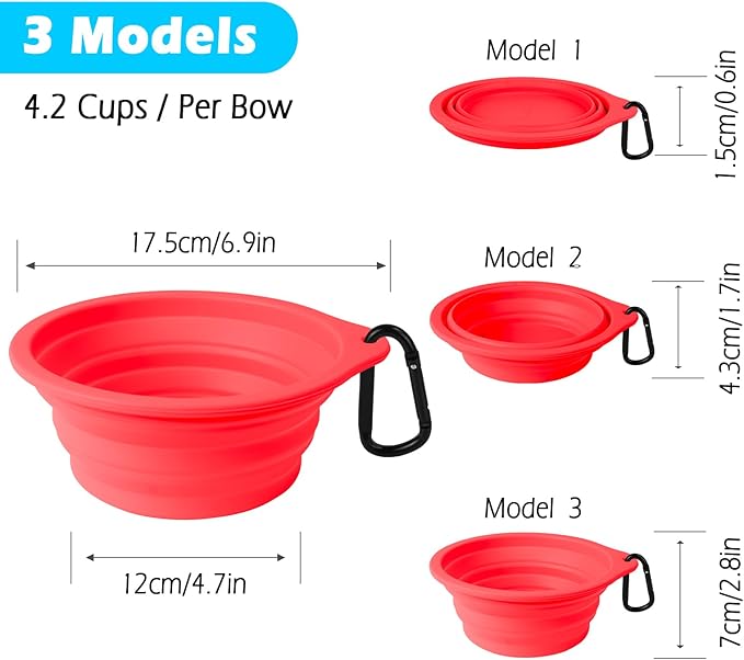 PetBonus 2-Pack Large Silicone Collapsible Dog Bowls, 34oz/1000ml BPA Free Portable Foldable Travel
