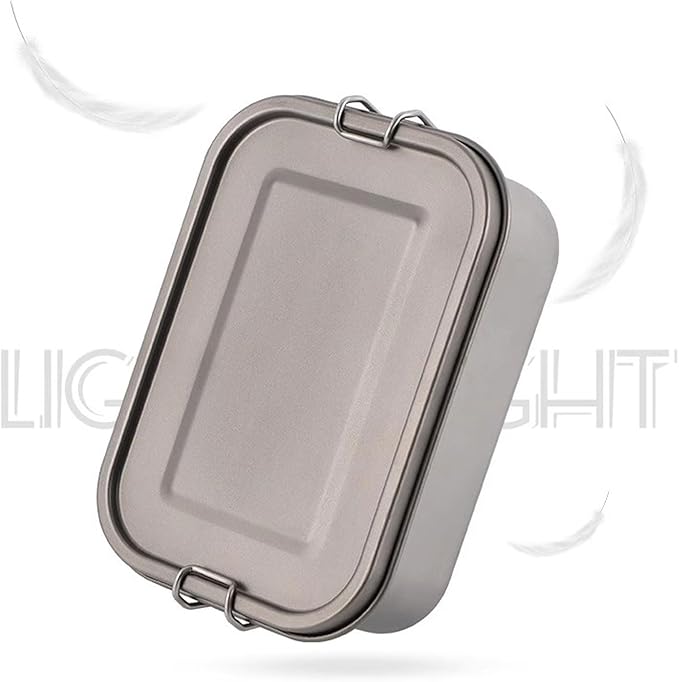 800ml Titanium Lunch Box with Leak-Proof Lid Camping Cookware Lightweight Outdoor Cooking Pan for