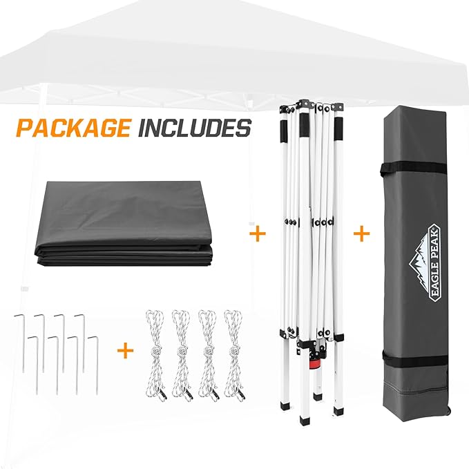 EAGLE PEAK 10x10 Slant Leg Pop-up Canopy Tent Easy One Person Setup Instant Outdoor Beach Canopy