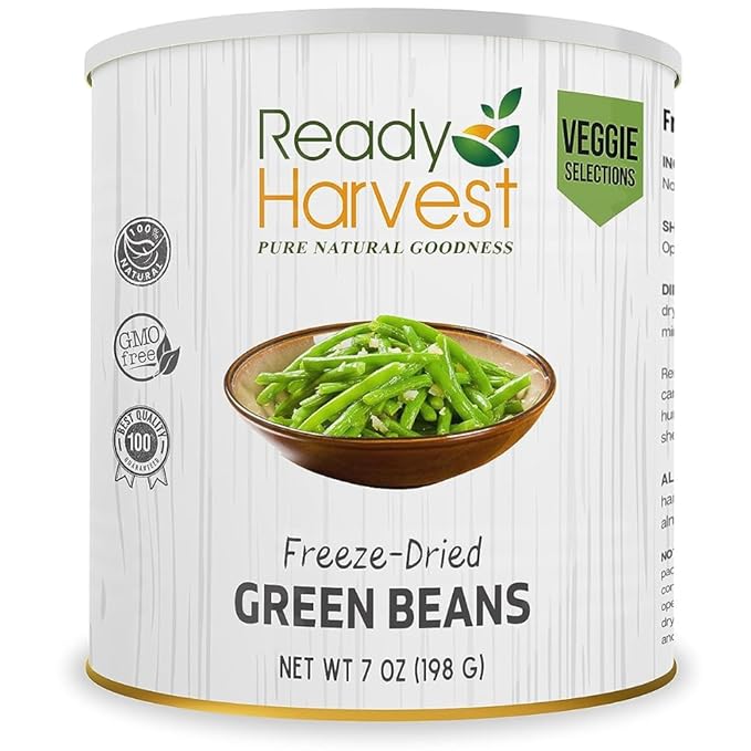 Ready Harvest Freeze Dried Food - Green Beans | Emergency Food | Camping Vegetables | #10 Can |