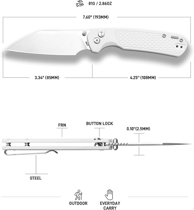 CJRB Pyrite-Light Pocket Knife for Men, 3.34'' S90V Steel Blade EDC Knife with Pocket Clip for