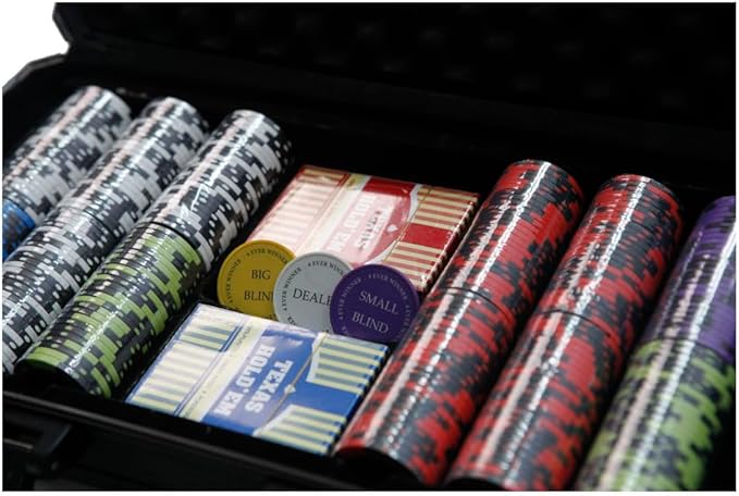 THUNDERBAY 14 Gram 300 Count Poker Set, 14G Clay Composite Chips with Aluminum Case, Two Decks of