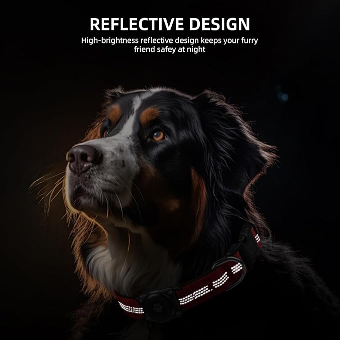 Upgraded AirTag Dog Collar, IP68 Waterproof Air Tag Dog Collar Holder, Reflective, Ultra-Durable