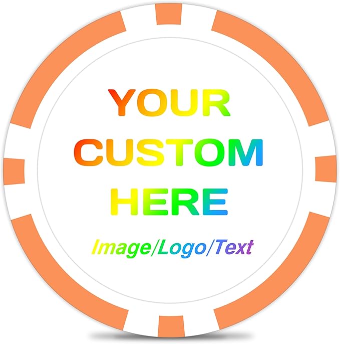 50-500 Custom Poker Chips, 11.5g Casino Size Clay Chips, Upload Your Image or Text for