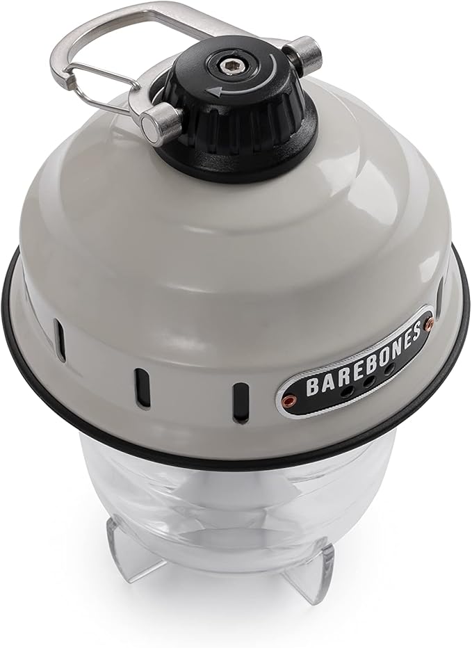 Barebones Beacon Hanging Light ??Vintage White, Rechargeable LED Camping Lantern with Adjustable