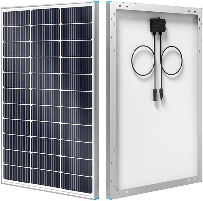 Renogy Solar Panel 100 Watt 12 Volt, High-Efficiency Monocrystalline PV Module Power Charger for RV