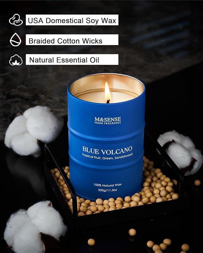 M&SENSE Tropical Fruit Soy Scented Candles Natural Non Toxic, Summer Candles 11.3oz 70 Hours Long