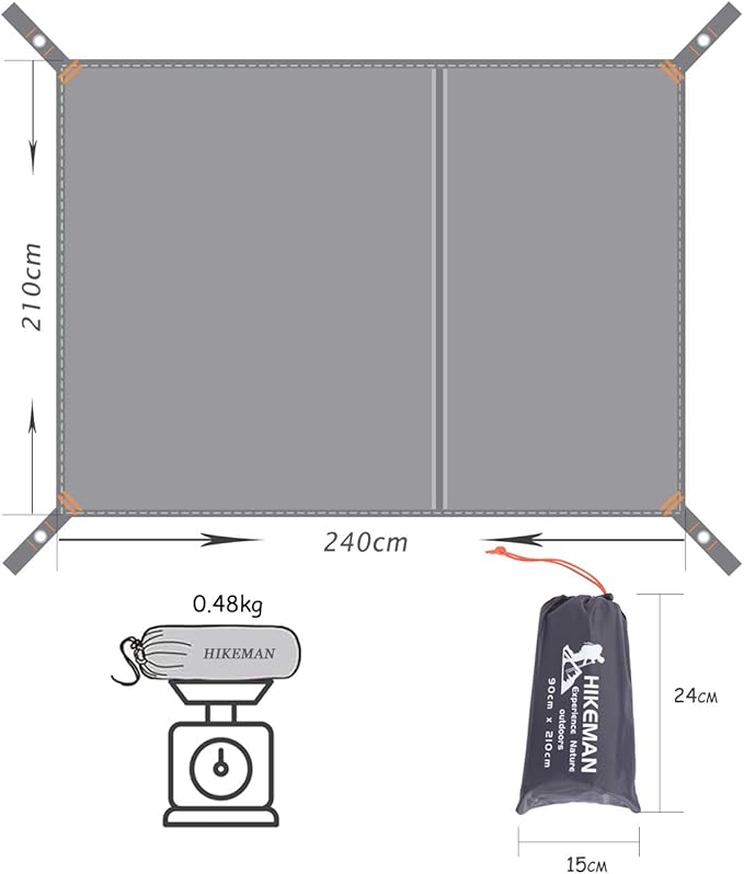 Hikeman Tent Footprint - Waterproof Camping Tarp, Heavy Duty Tent Floor Saver, Ultralight Ground
