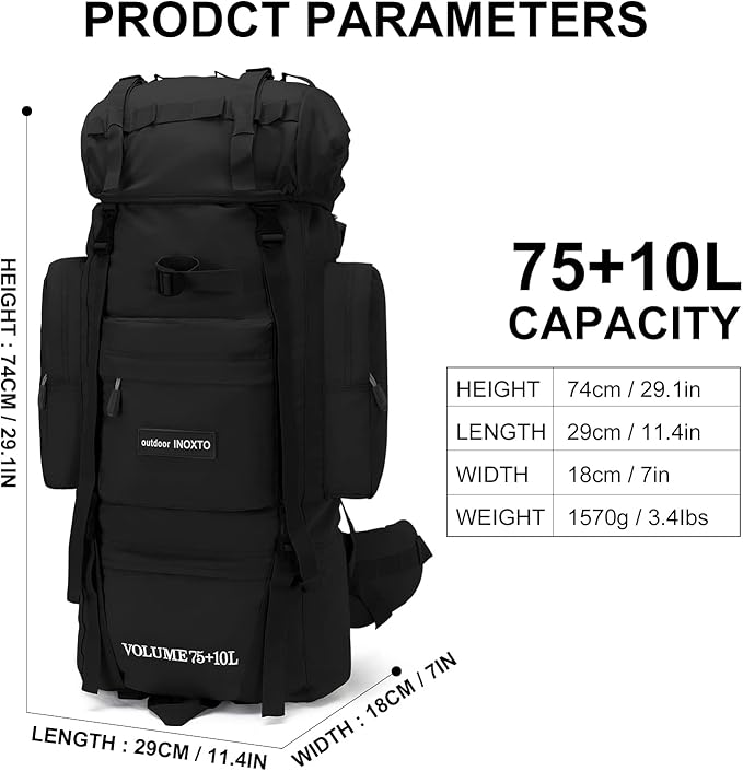 85L Lightweight Internal Frame Hiking Backpack for Men Women, Waterproof Travel Camping Backpack