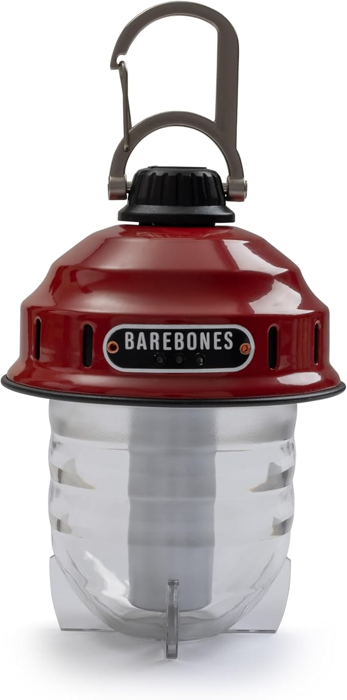 Barebones Beacon Hanging Light ??Red, Rechargeable LED Camping Lantern with Adjustable Brightness