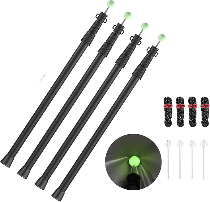 SANLIKE Telescoping Tarp Poles Tent Poles, 96"" Aluminum Canopy Poles Extendable Pole with Tent