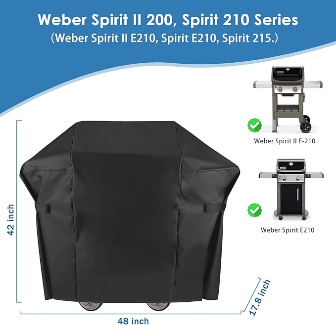 Grill Cover Weber Spirit II 200, Spirit 210 Series, 48 Inch 7138 Heavy Duty & Waterproof Anti-Fade