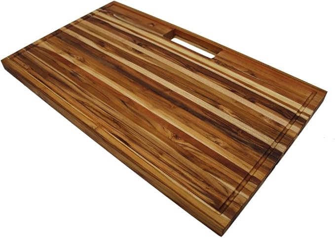 EcoDecors, Teak Edge Grain Cutting Board 34"x20", Extra Large Solid FSC Teakwood Butcher Block with