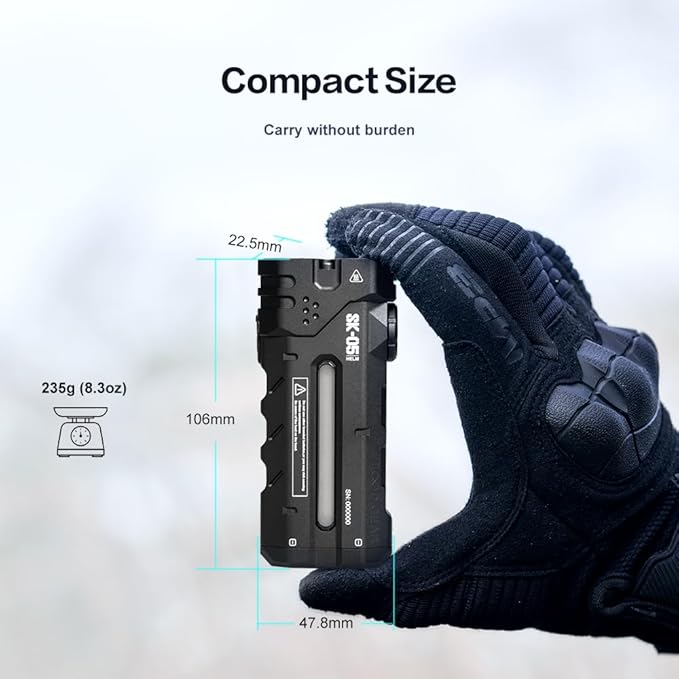 SK05 2850 LM Rechargeable Flashlight with 6000mAh Power Bank, IP68 Waterproof EDC Flashlight