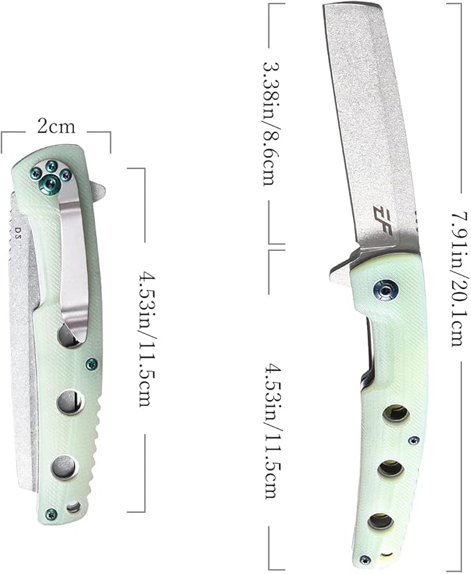 Eafengrow EF941 EDC Pocket Folding Knife D2 Steel Blade G10 Handle Pocket Clip with safety liner