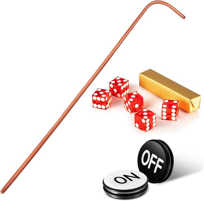 Leyndo Craps Tabletop Game Set, Includes 24" Craps Rattan Stick, Casino Grade AAA 19 mm Dice, 3"