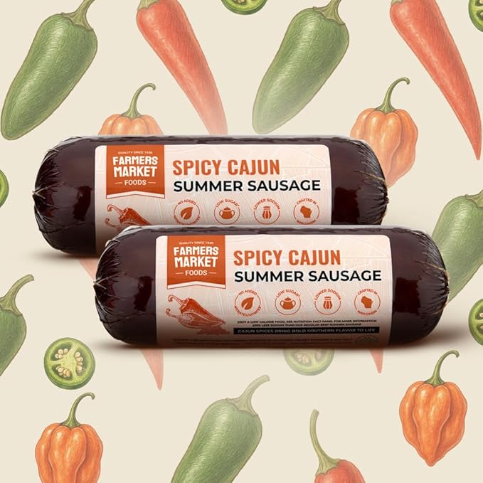 Farmers Market, Gluten Free, Keto, Paleo, Low Sodium, Zero Sugar, Summer Sausage Gift Set, 2-Pack