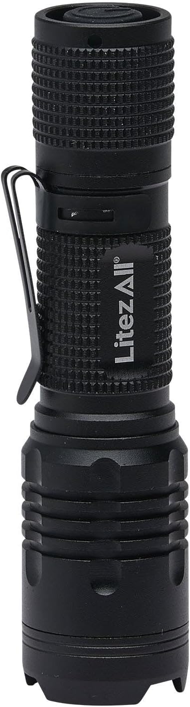 LitezAll 400 Lumen Tactical Flashlight, Compact LED Flashlight with Pocket Clip, Aerospace Aluminum