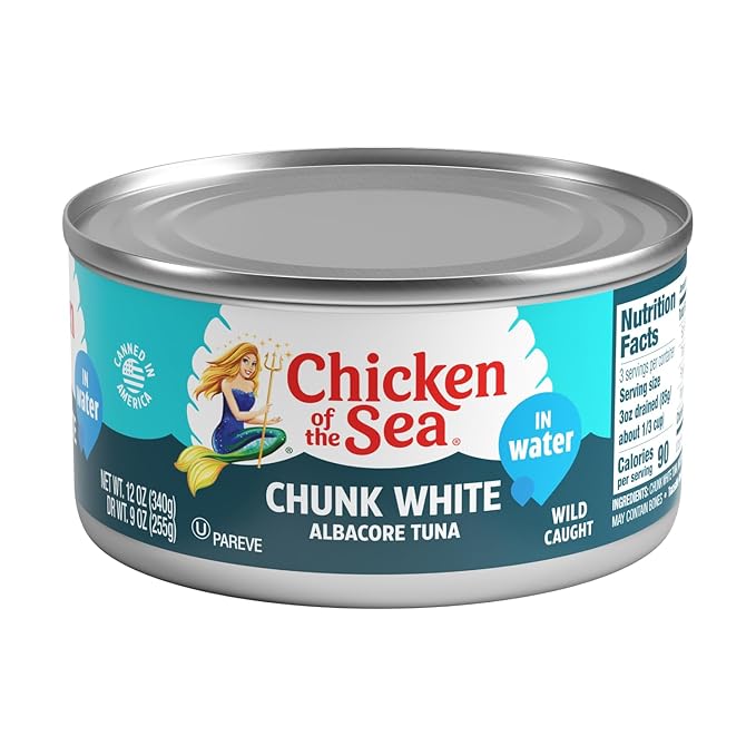 Chicken of the Sea Chunk White Albacore Tuna in Water, Wild Caught Canned Tuna, 12 oz. Can (Pack of