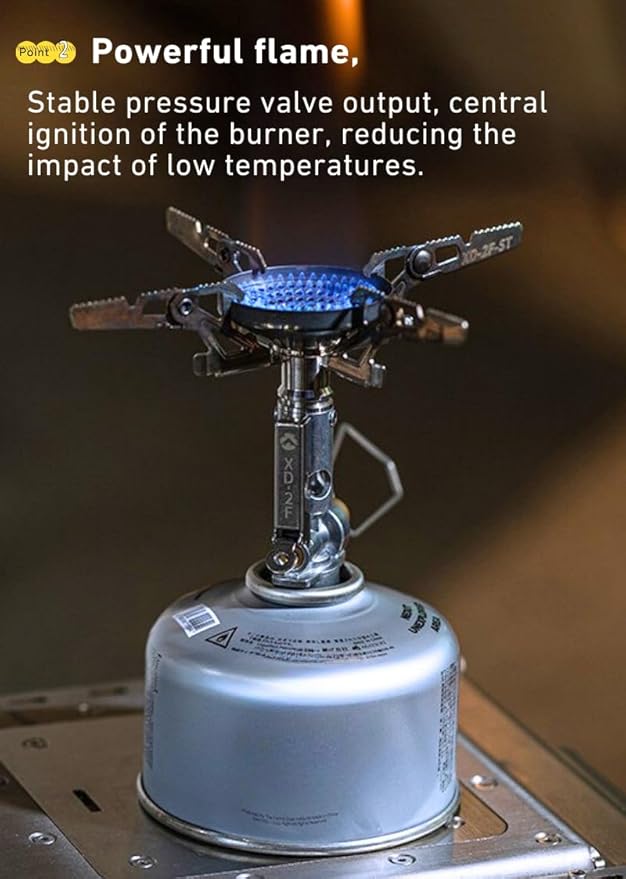 CAMPINGMOON Canister Top Stove Portable Compact Foldable w/igniter w/Gas Fuel Can Stabilizer