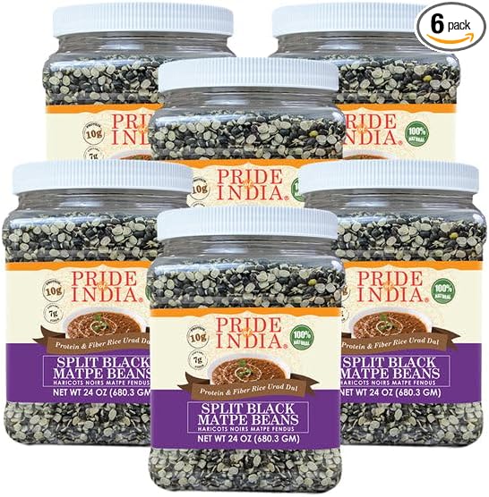 Pride Of India - PACK of 6 - Indian Split Black Gram Matpe Beans - Protein & Fiber Rich Urad Dal