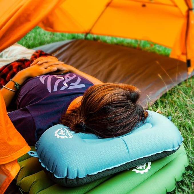 Gear Doctors Inflatable Camp Pillow, Backpacking - Blow Up Pillow (Teal)