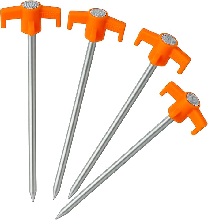 Tricc Unbreakable Heavy Duty Steel Tent/Canopy Stakes, Galvanized Non-Rust 10" Three Pegged Solid