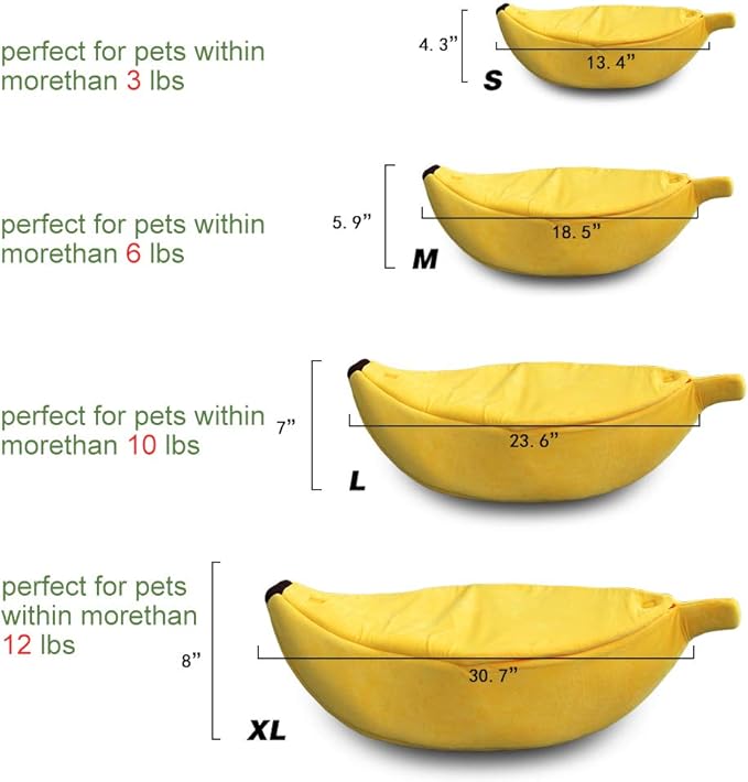 Petgrow · Cute Banana Cat Bed House Large Size, Christmas Pet Bed Soft Warm Cat Cuddle Bed, Lovely