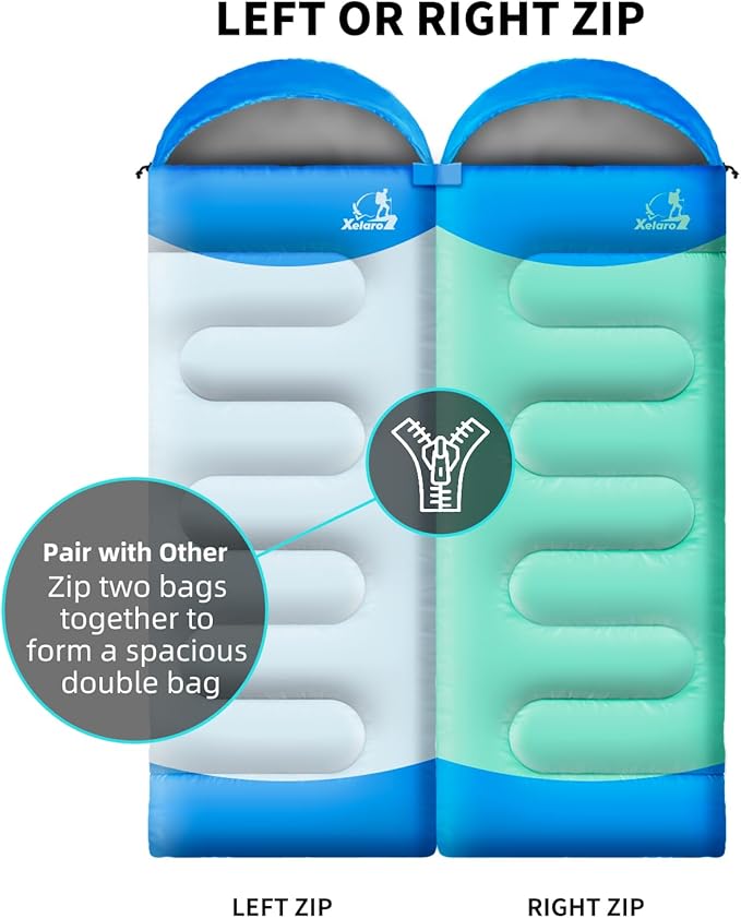Sleeping Bags for Adults Kids - 3 Season Cold&Warm Weather Waterproof Camping Sleeping Bags