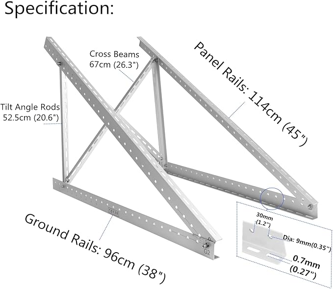 45" Solar Panel Mount Bracket for 100-400 Watts Solar Panel with Enhanced Cross Beams, Suitable for