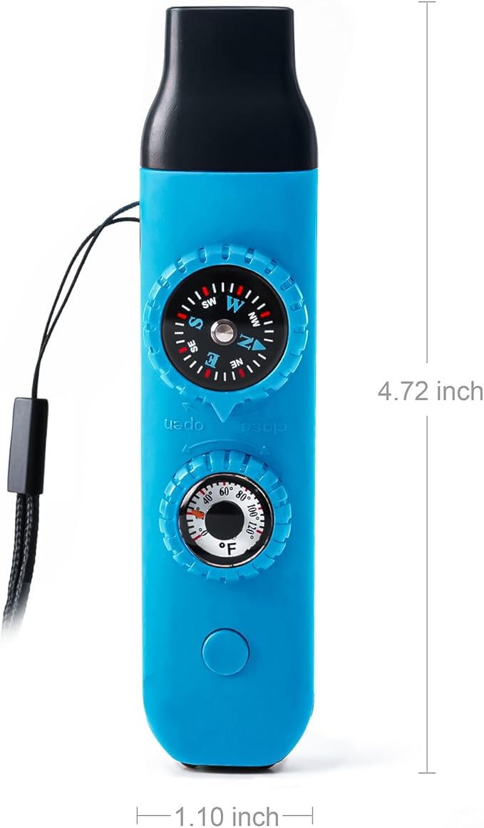 Emergency Survival Safety Whistle，Whistle for Kids with Lanyard,Compass,Thermometer,Ideal for