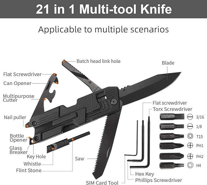 Titorld Multitool Pocket Knife Folding Knife for Men 21 in 1, Christmas Stocking Stuffers