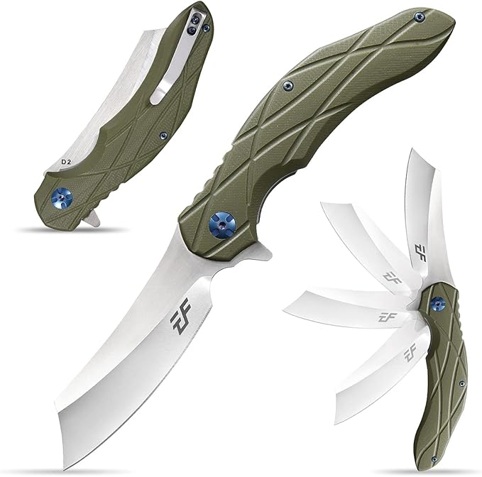 Eafengrow EF919 Folding Knife with Pocket Clip D2 Steel Blade G10 Handle EDC Tool Outdoor Knives