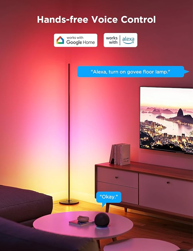 Govee RGBIC Floor Lamp Basic 2-Pack, Compatible with Alexa, LED Smart Standing Lamp with Voice