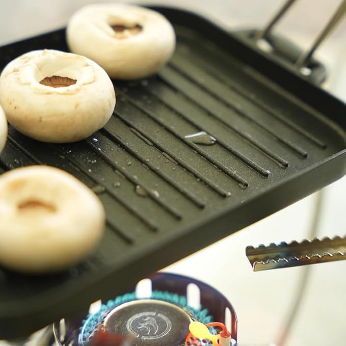 Fire Maple Compact Aluminium Alloy Mini Griddle Set with Stainless Steel Tongs - Portable Heating