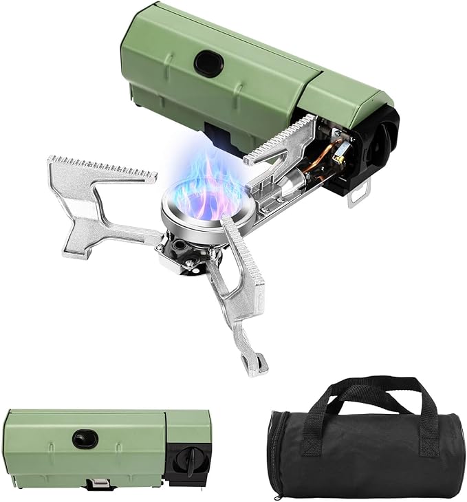 Hisencn Portable Camping Stove with Storage Bag | 8871 BTU/2600W High-Power Outdoor Gas Stove for