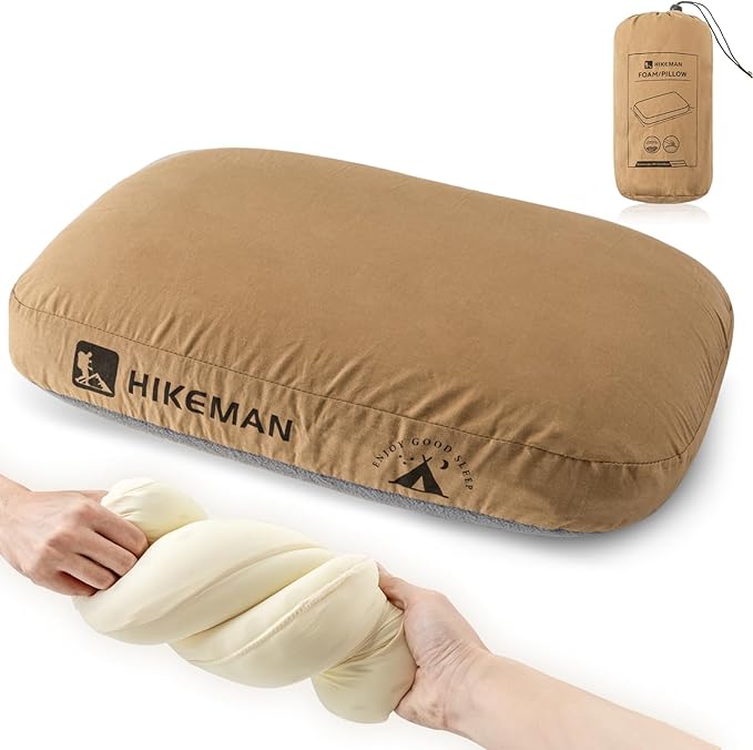 HIKEMAN Camping Memory Foam Pillow - Ultralight Travel Pillow,Backpacking Pillow with Removable
