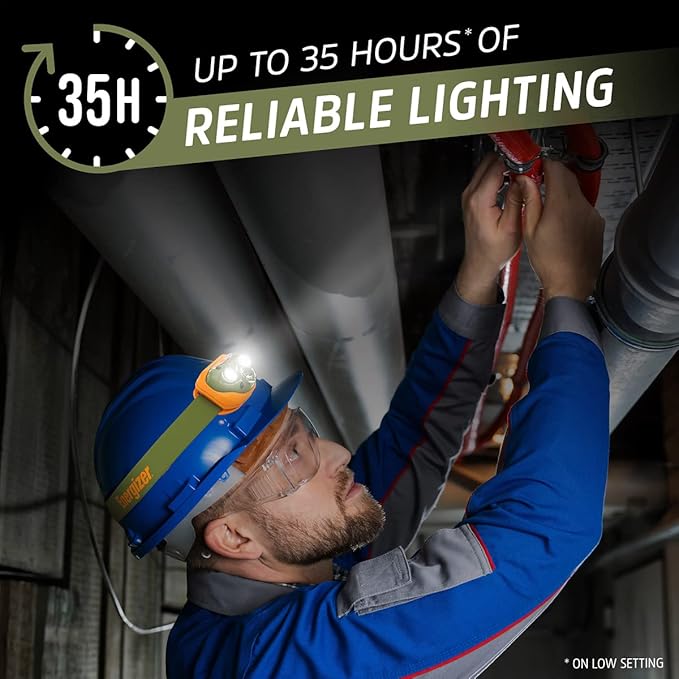 Energizer LED Headlamp PRO (2-Pack), IPX4 Water Resistant Headlamps, High-Performance Head Light